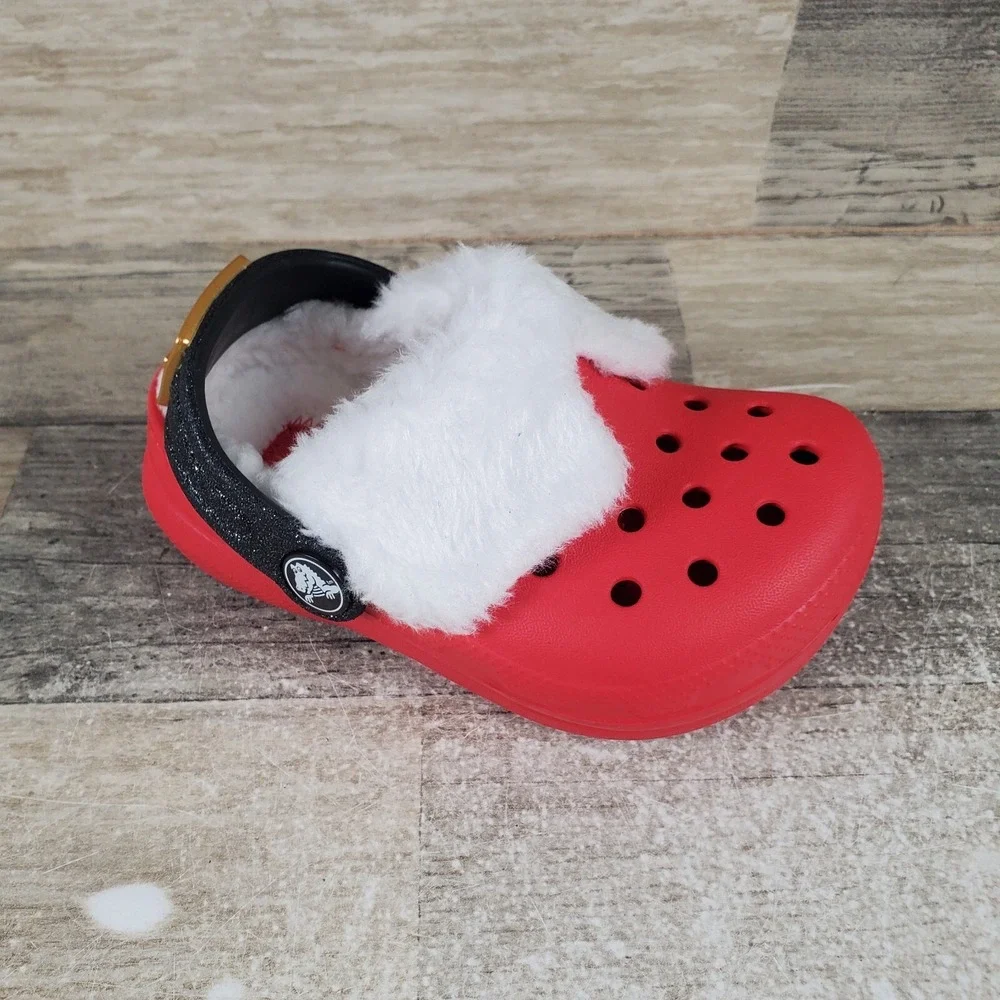 Crocs Slip On Santa Clogs Sz C6 6 Children Sandals Christmas Slip On Lined